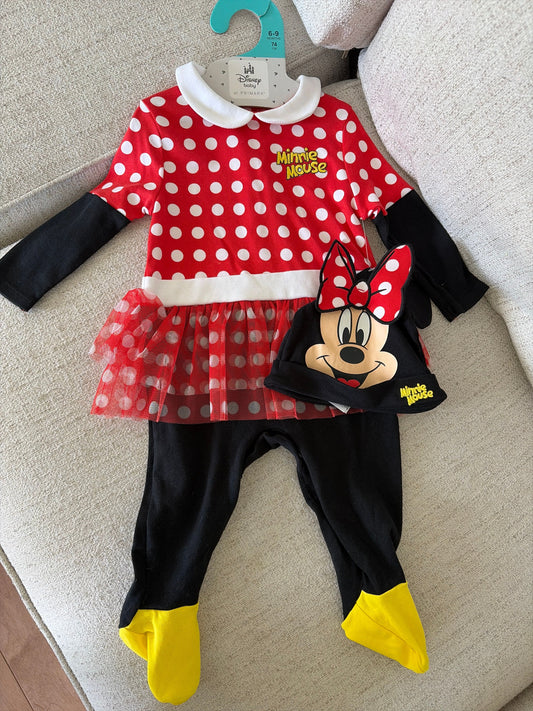 Disney Baby 6-9 Month Minnie Mouse Outfit With matching hat, NWT 6 Months