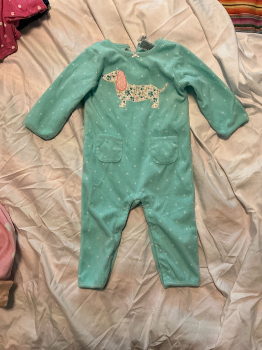 Carter Fleece jumpsuit with dog 12 Months