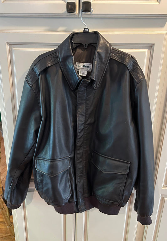 LL Bean Leather Jacket Brown Men's - XL