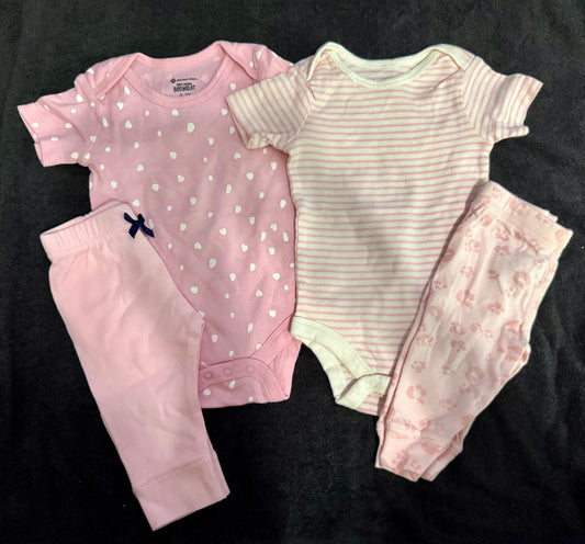 2 pack pink outfit onesie and pants 0-3 months 2 pack pink outfit onesie and pants 0-3 months 3 Months