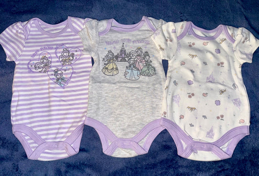 Disney baby purple princess 3 pack onesies 3-6m Disney baby purple princess 3 pack onesies 3-6m 3 Months