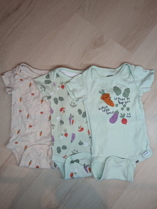 Gerber garden onsie set, 0-3m Garden themed onsie set Newborn