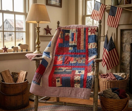 Handcrafted Patriotic Quilt Beautiful vibrant colors and like new condition Twin