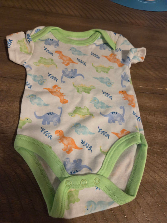 Kidgets 3-6  short sleeve onesie w orange green blue dinosaurs 3 Months