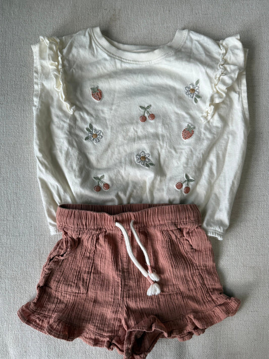 Little co GUC adorable linen shorts and top set 2T