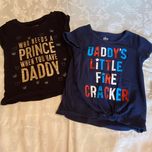 Childrens Place & Patriotic 3T, Daddy prince black Firecracker dark blue, tie on bottom, short sleeve shirt 3T