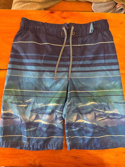 Zero xposur blue shark swim trunks Size 10/12 swim trunks 10