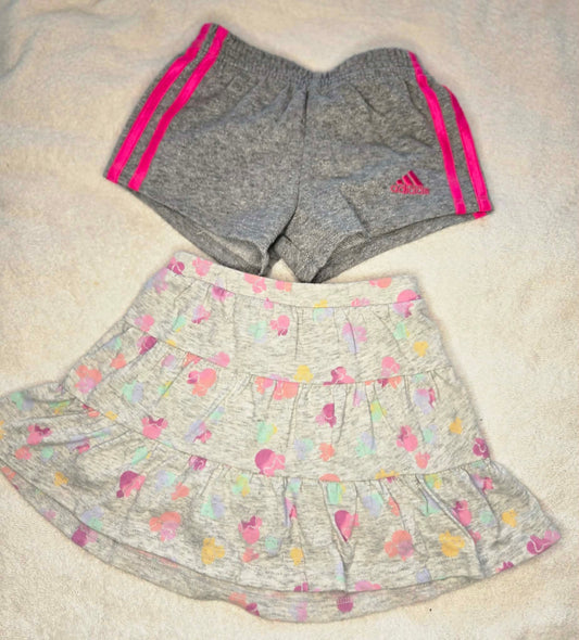 Adidas and Jumping Bean Girls' 3T Minnie Mouse Skort and Adidas Running Shorts 3T