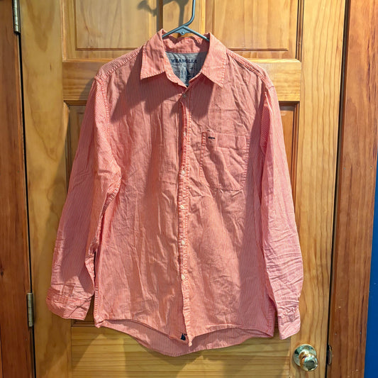 Wrangler Orange and white striped cotton button up shirt Men's - M