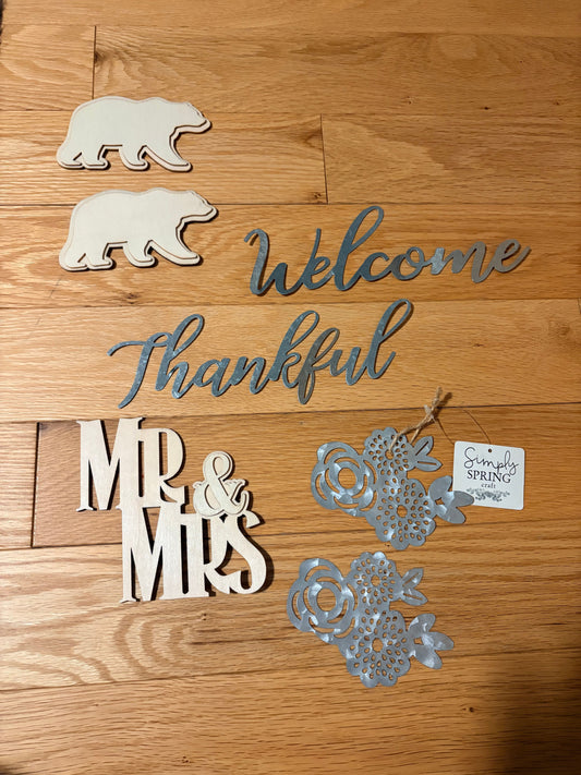 Wooden and Metal embellishments Various wooden and metal embellishments for projects