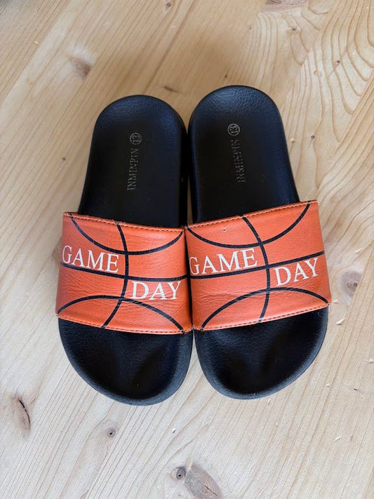 Inminpin, Size 13, Basketball Slides Game Day Basketball Sandals, Orange & Black 13 (Lil' Kid)