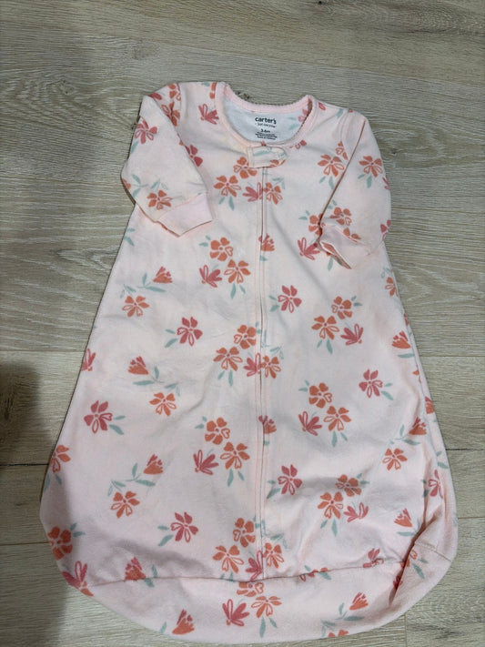 Carters 3-6 Month Fleece Sleep Sack Pink with Flowers 3 Months