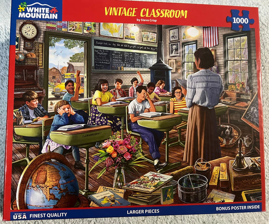 White Mountain Puzzle 1000 piece puzzle. No smoking/No pet home. Assembled once.