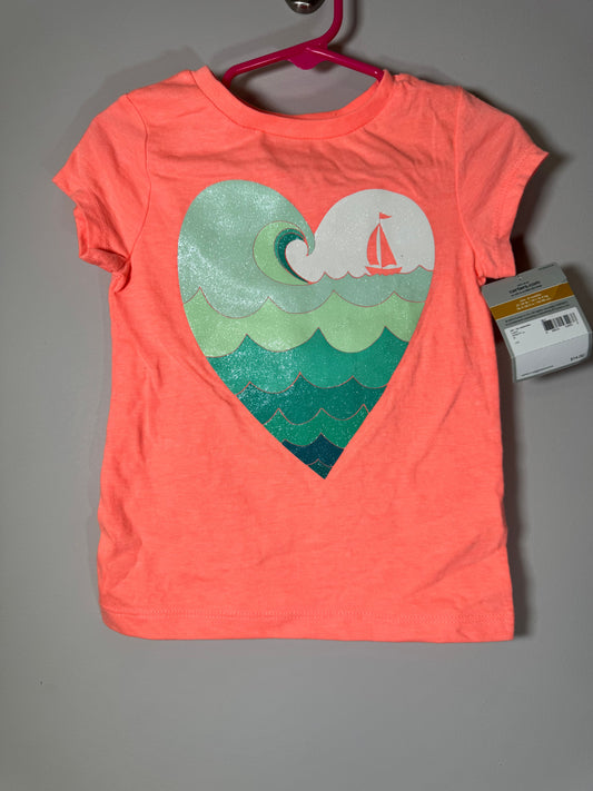 Carter's Coral/Mint/Teal Heart Sailing Shirt 3T