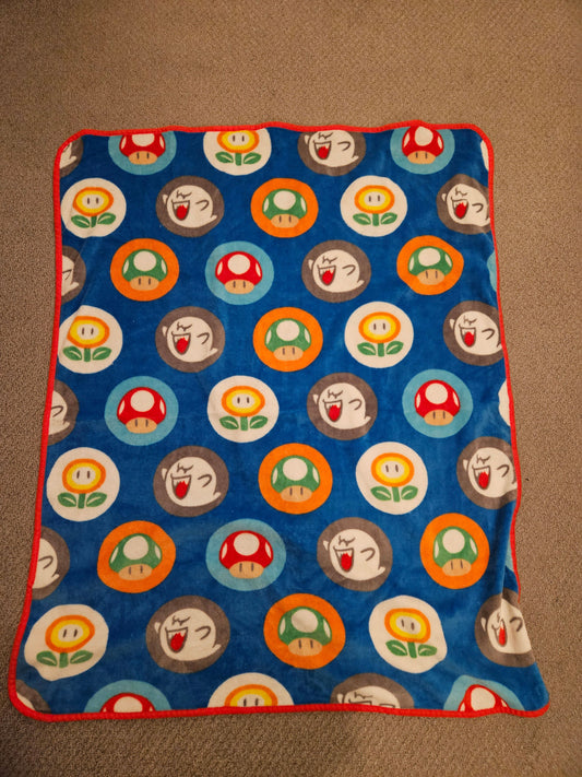 Kids Throw blanket- Super Mario themed Fleece, approx 46" x 60" Blanket