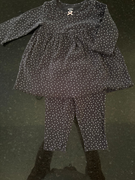 Carters Girls Carters matching set gray polka dots dress and legging 9m 9 Months