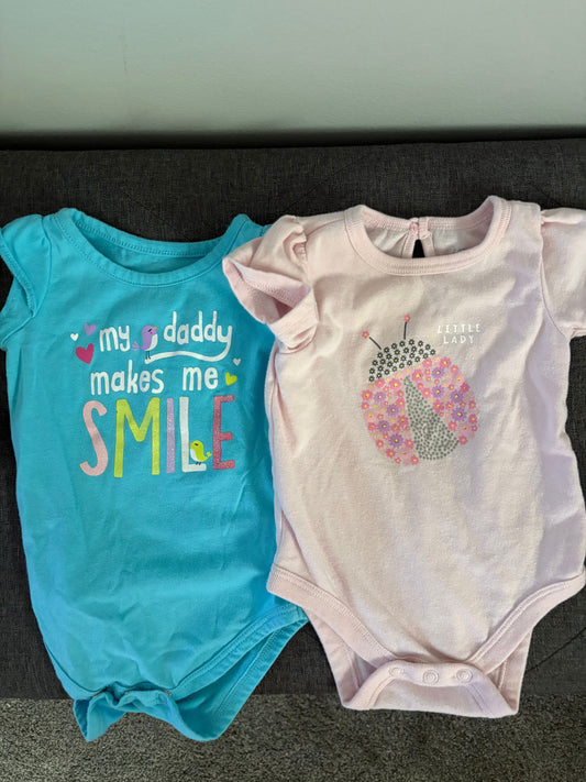 Garanimals Size 0-3 Months Set of 2 Baby Girl Short Sleeve Onesies 3 Months