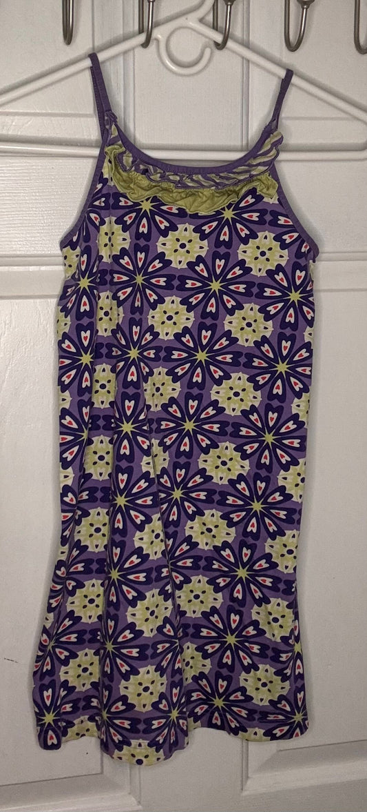 Hanna Andersson spaghetti strap Dress purple green summer 8 beach 8