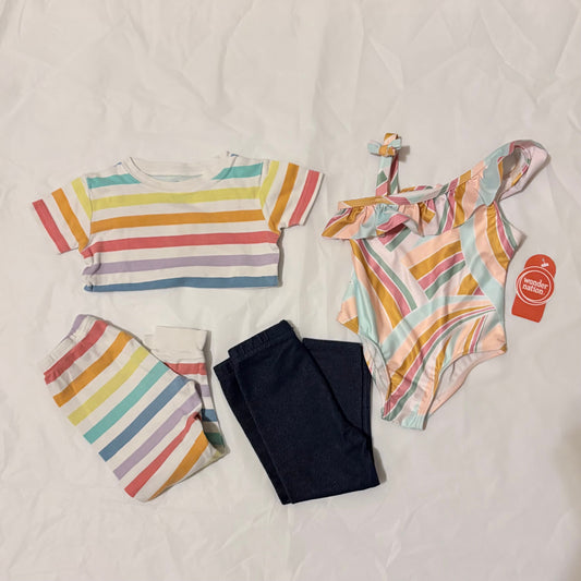 Wonder Nation NWT swimsuit Carters pj pajama set, Garanimals jeggings 2T