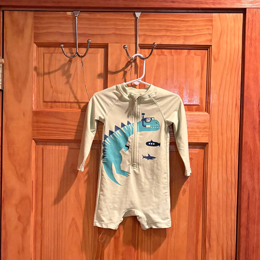 Old Navy  size 18-24 months Excellent condition Green one piece rashguard with dinosaur on it 18 Months