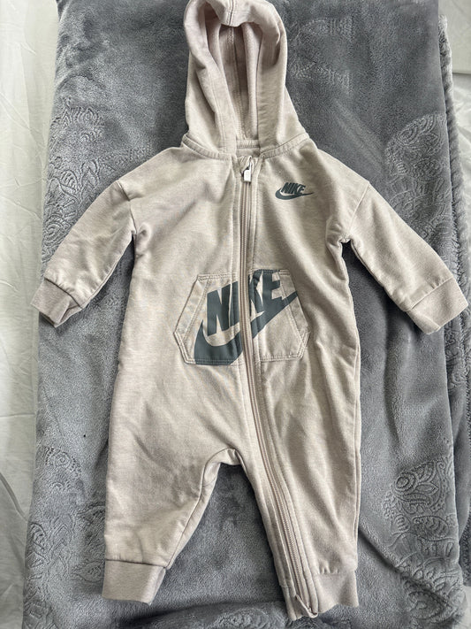 Nike 6 months 1 piece Outfit Tan color with gray lettering 1 piece outfit 6 Months