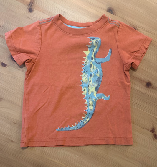 2T Tea Collection Orange SS Tee w/ Australian Thorny Devil, On Back "How to Be a Master of Self Defense" 2T