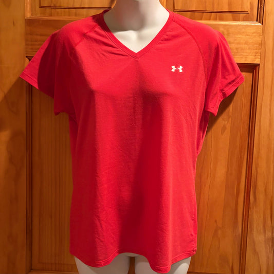 Under Armour v neck t-shirt white logo size M heatgear Women's - M