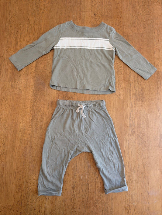 Old Navy, 6-12m, 2 piece, green long sleeve drawstring pants, lightweight 6 Months