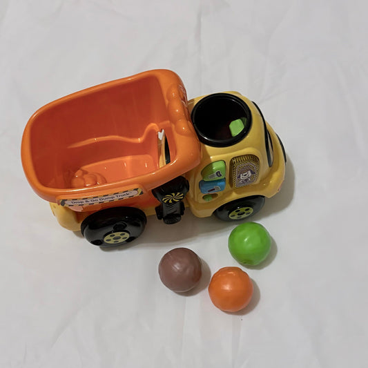 Vtech Drop & Go Dump Truck with 3 balls makes noise and back lifts with lever Toddler