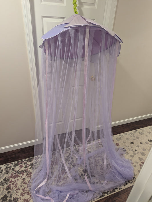 Hearth Song Purple Flower Bed Canopy 28" diameter, purple ribbons, netting and flower petals Twin