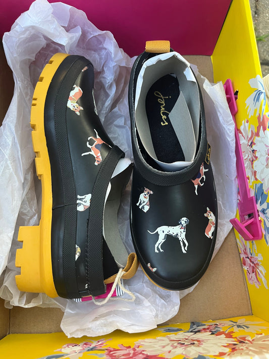 NEW Joules New Joules garden clogs/slides with dog pring 8-1/2 (Adult)