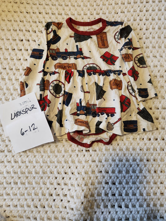Larkspur - 6/12m Bamboo twirl dress Christmas Xmas polar Express santa 6 Months
