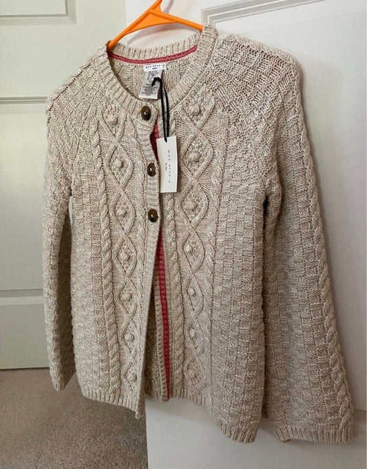 Max Studio Kids, small, Girls cable knit cardigan popcorn texture, button-up, neutral beige, 60% cotton, NWT 7