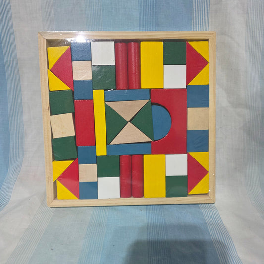 48 colorful wooden building blocks with tray New sealed aged 3 years and older Building