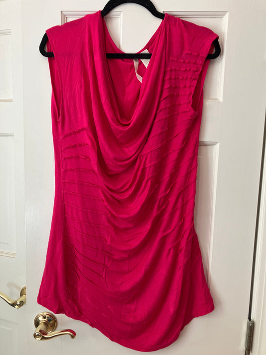 Forgotten grace size L hot pink ruched shirt Tank tops or short dress, long tunic blouse Women's - L