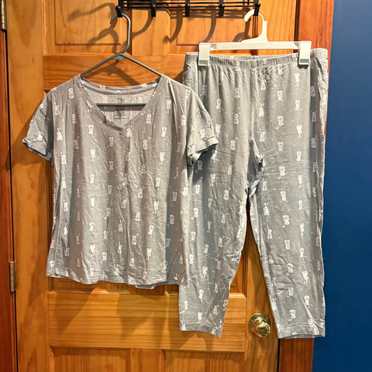 Secret Treasures pj set gray pajamas with white bunnies Women's - M