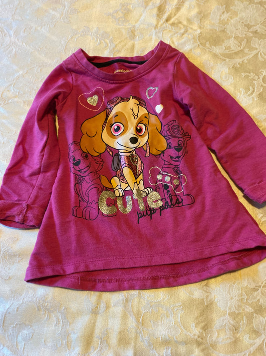 Nickelodeon,2t, paw patrol, sky pink 3/4 sleeve shirt 2T