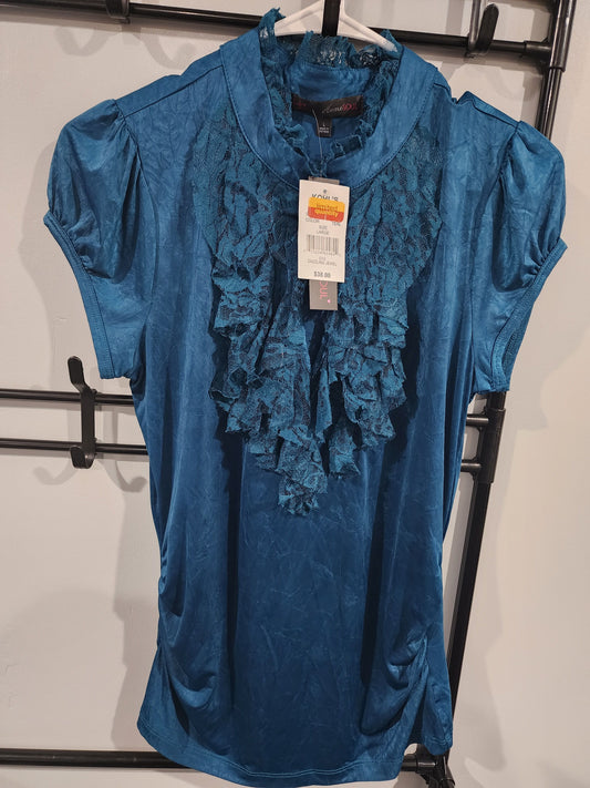 NEW - HeartSoul, L Dress Shirt Teal, Short Sleeve Women's - L