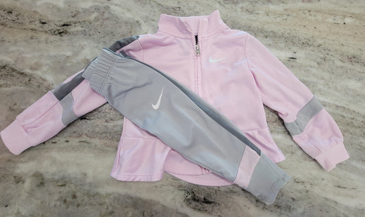 Nike pink and gray long sleeve matching set with pants nike 2T girls 2T