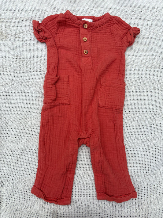 Cat & Jack Orange jumpsuit linen 3 Months