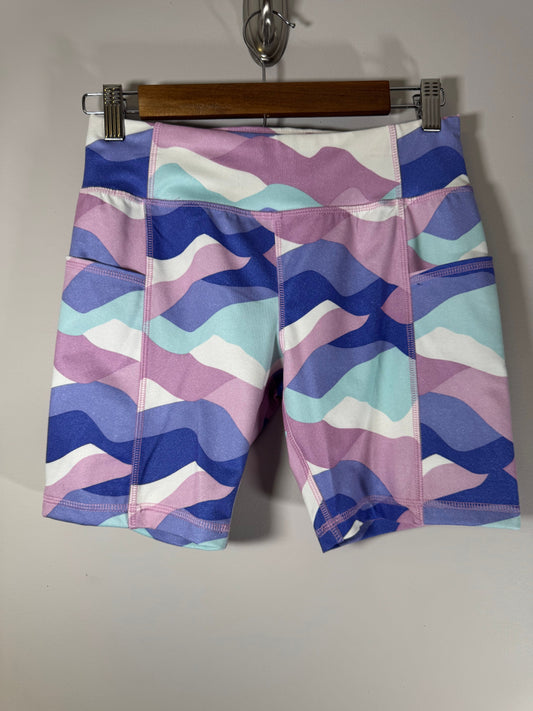 Athletic Works Purple/Navy Blue/Pale Blue/White Bike Shorts w/ Pockets Sz 14-16 14