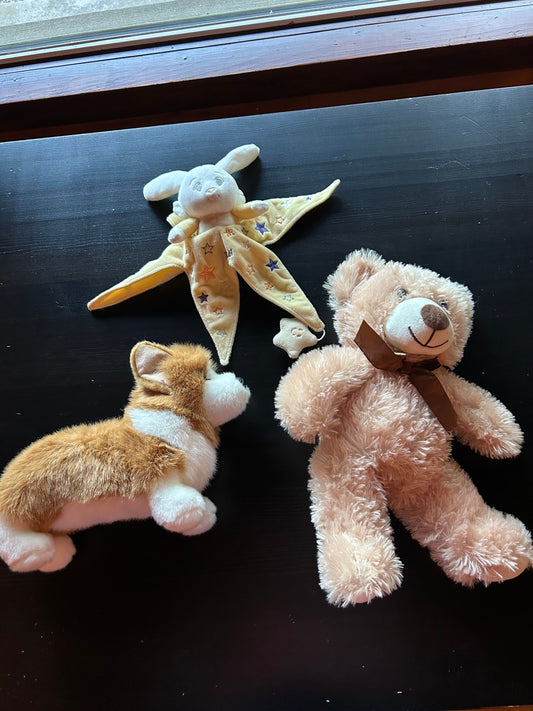 Douglas Corgi, Thudi Soft Lovey, and Bear Soft bunny lovey/security blanket with embroidered star details. Plush Toys