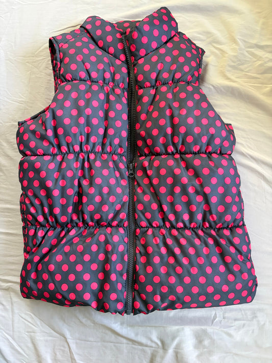 Old Navy, 10/12, puffer vest Pink and gray polka dot 10