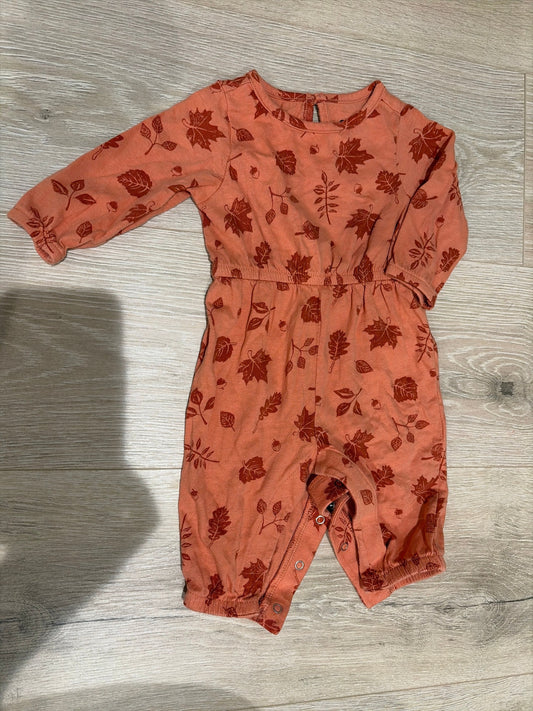 Old Navy 0-3 Month Long Sleeve Jumpsuit Burnt Orange with Leaves Newborn