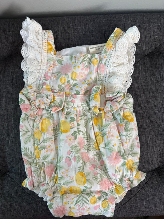 Happily Grey Kids - Baby Girl Outfit Floral and Lace Ruffle Onesie Size 0-3 Months 3 Months