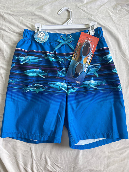 Zeroxposur, 14/16 Swimsuit NWT, googles with it, shark bathing suit 14