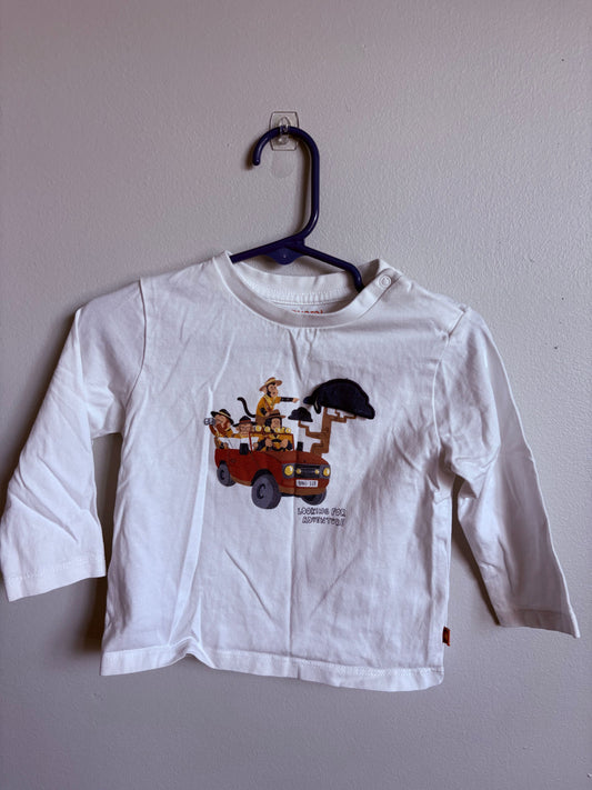 Mayoral Safari Toddler Boy Long Sleeve Shirt Monkey, Jeep, Animal 12 Months