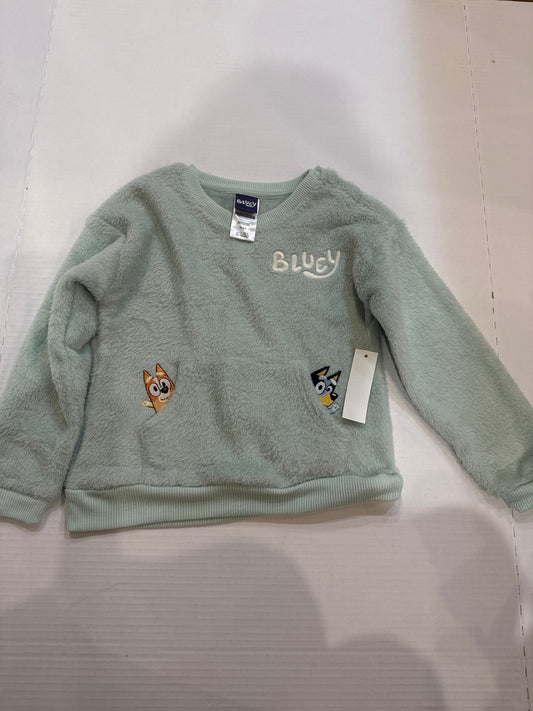 Bluey Green flece pullover long slv with bluey and bingo 5T/5
