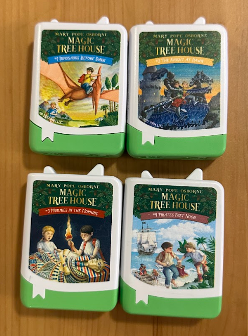 4pc Magic Tree House Tonies for TonieBox-Like New! Books 1-4: Dinosaurs, Knights, Mummies, Pirates - 176 minutes!