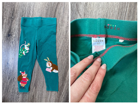 Mini Boden Mini Boden Critters Christmas Leggings 2-3y VGUC 2T